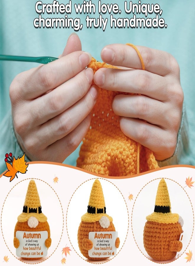 Frabaca Pumpkin Gnome Crochet with Halloween Witch Hat and Inspirational Message 'Autumn is God’s Beautiful Change' for Autumn Fall Season Harvest Thanksgiving Gift, Holiday Ornaments Home Table Decor - Image 3